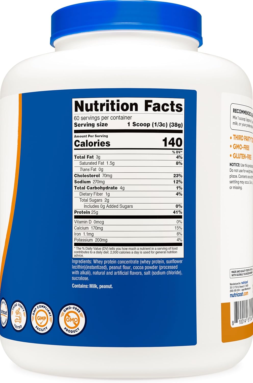 Nutricost-Proteina Whey-5 Libras-Chocolate Peanut Butter
