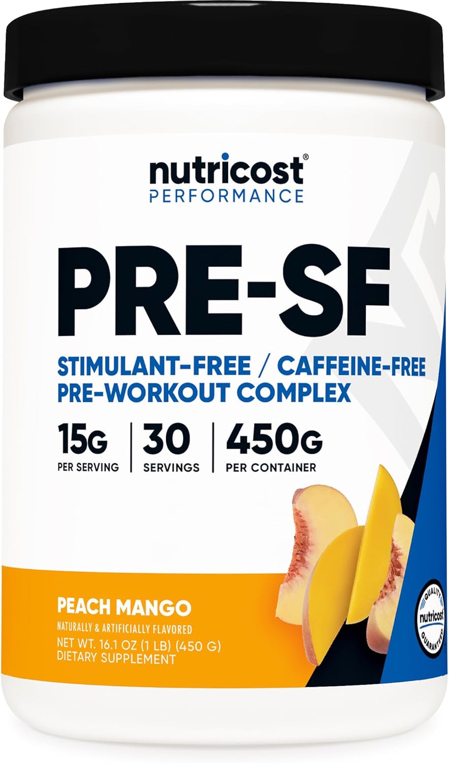 Nutricost-Pre-entreno sin cafeina- 1 Libra-Peach Mango