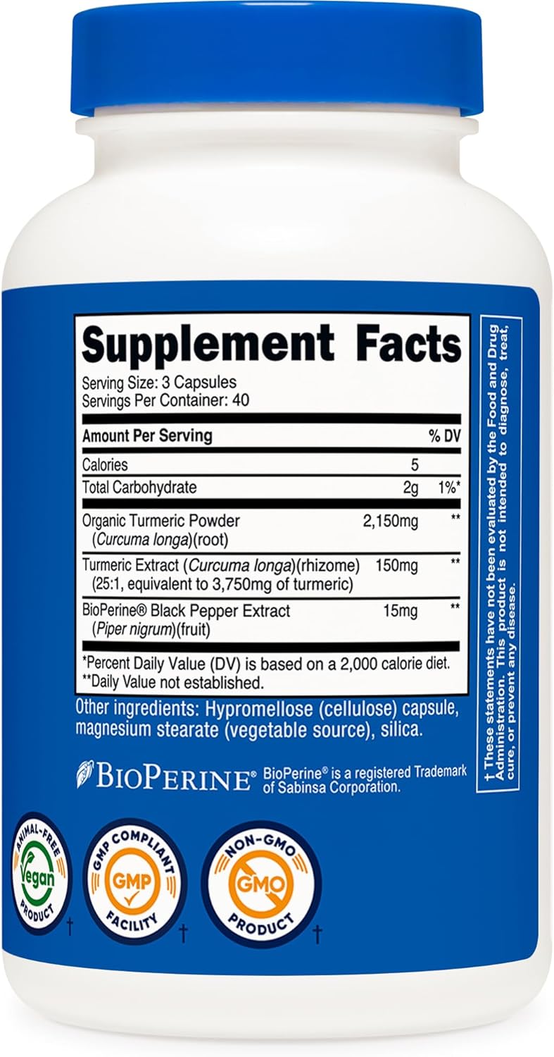 Nutricost Cúrcuma – 120 cápsulas