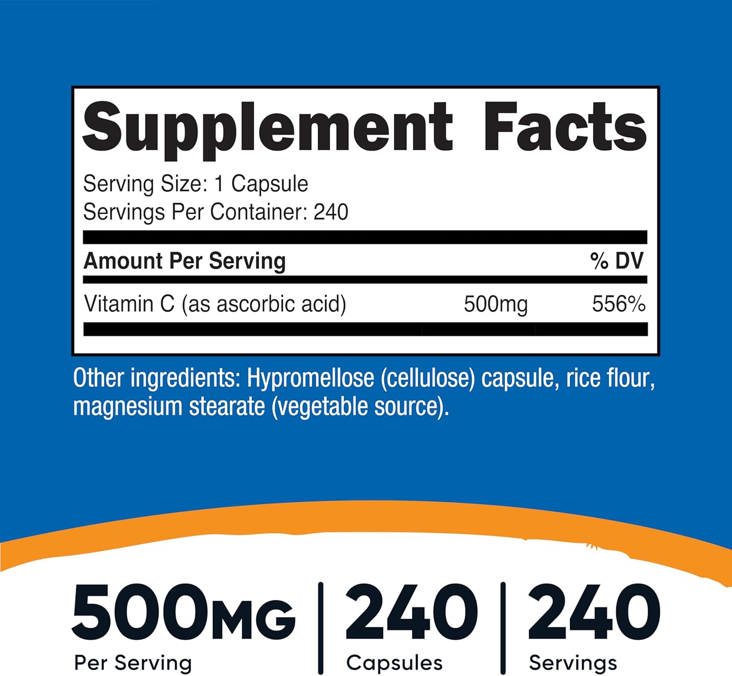 Nutricost Vitamina C – 240 Capsulas