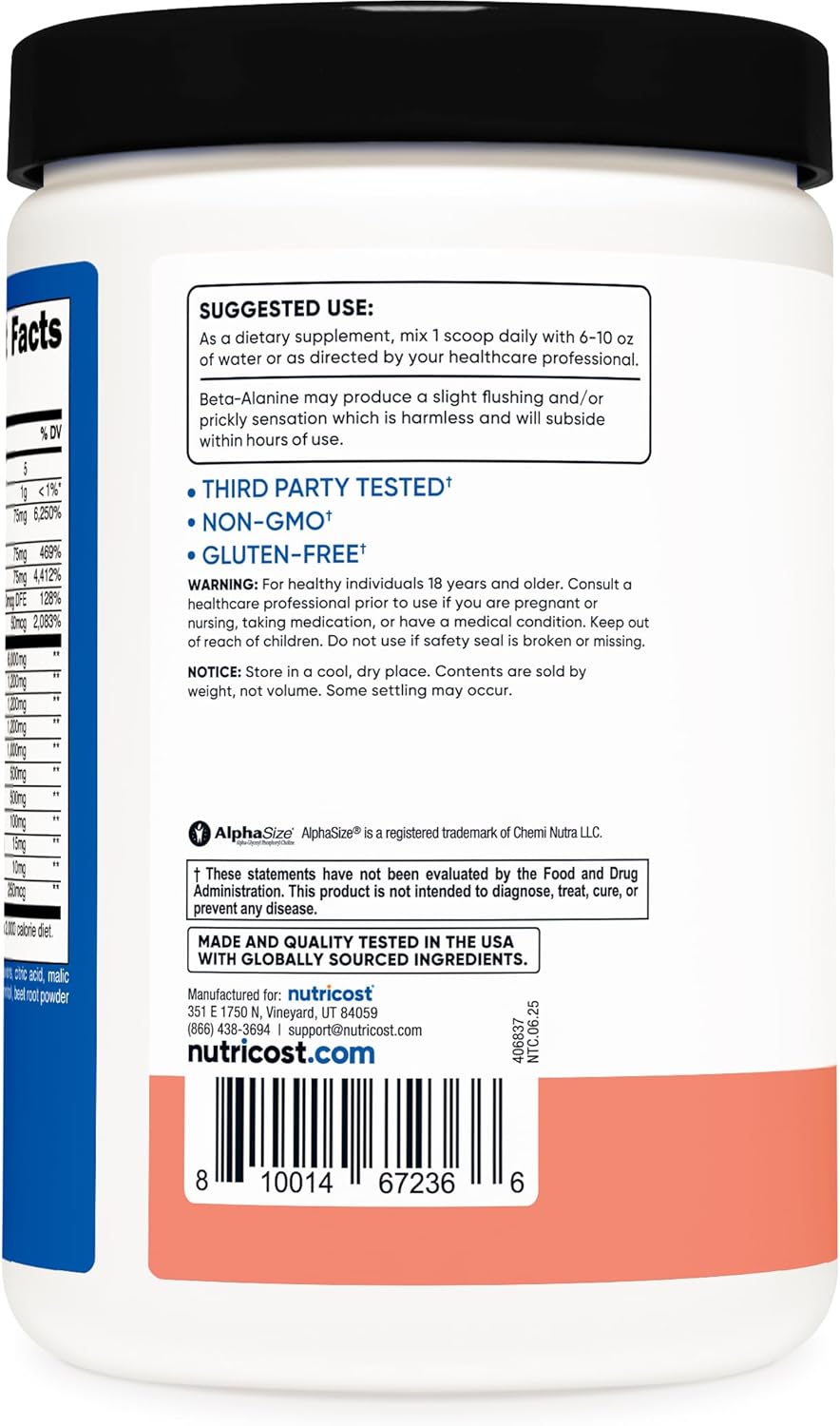 Nutricost Pre-entreno sin cafeína 1 lb – Limonada rosa