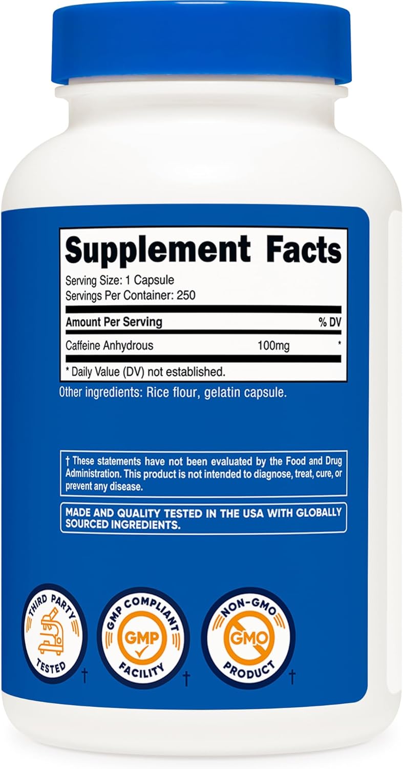 Nutricost Cafeína – 250 cápsulas