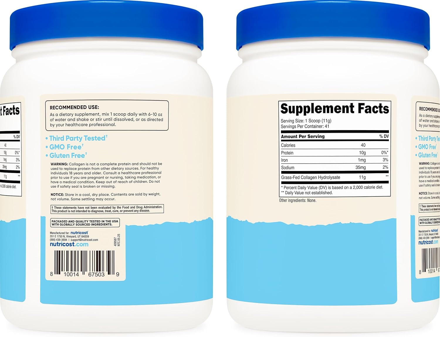 Nutricost Péptidos de colágeno – 1 lb